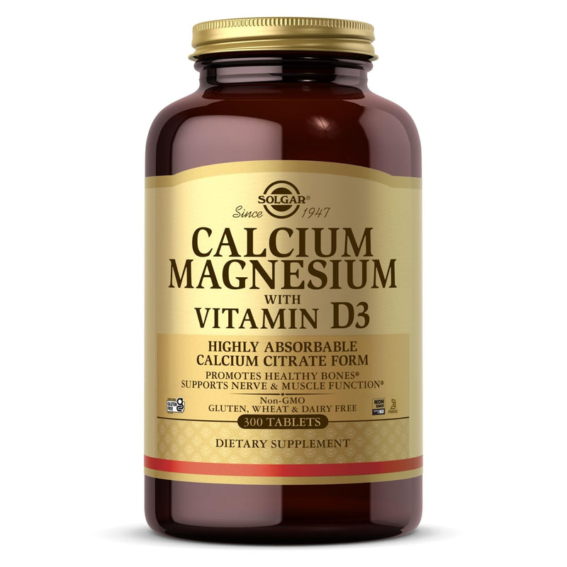 Solgar Calcium Magnesium with Vitamin D3, 300 Tablets | Promotes Healthy Bones, Supports Nerve & Muscle Function, Highly Absorbable Form, Non-GMO and Gluten Free - 60 Servings 300 Count (Pack of 1)