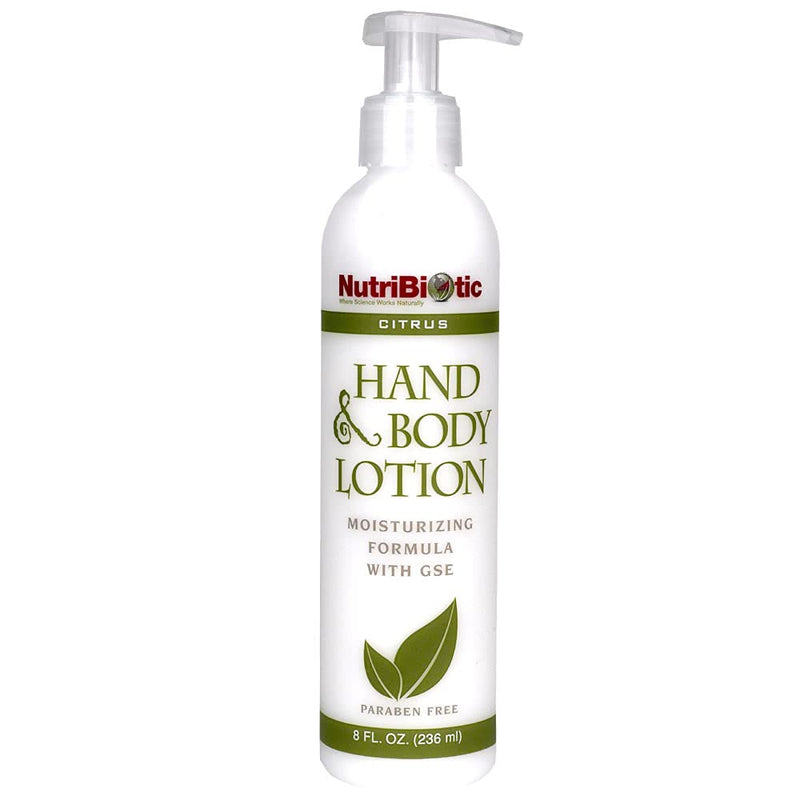 NutriBiotic – Hand & Body Lotion, Citrus, 8 Fl Oz | Biodegradable | Vegan | Gentle Moisturizing | No Dyes or Colorings | pH Balanced | with Citricidal Brand Grapefruit Seed Extract | No Parabens | Vitamin E And C, Aloe And Shea Butter, Grapefruit Seed ...