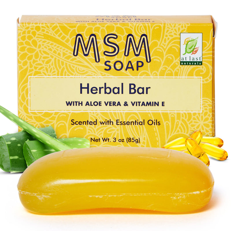 At Last Naturals MSM Soap Bar Body Soap for Men and Women Fine Line Wrinkle Reduction Herbal Moisturizer with Aloe Vera Vitamin E Essential Oils Deep Cleansing for Sensitive Skin 3 Ounce (Pack of 1) 3 Ounce (Pack of 1)