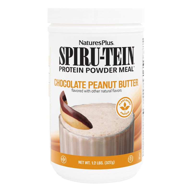 NaturesPlus SPIRU-TEIN, Chocolate Peanut Butter - 1.2 lbs - Plant-Based Protein Shake - Non-GMO, Vegetarian, Gluten Free - 16 Servings 1.2 Pound (Pack of 1)