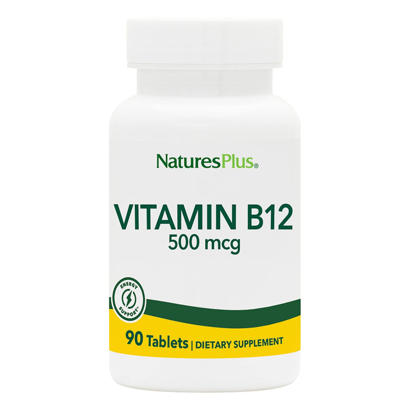 NaturesPlus Vitamin B12 500 mcg - 90 Tablets - Energy & Immune Health Support - Gluten Free, Vegetarian - 90 Servings 500 mcg (Pack of 1)