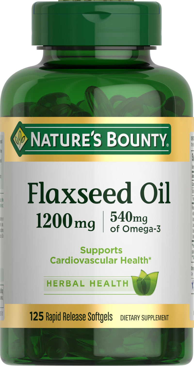 Nature's Bounty Flaxseed and Omega 3, 1200mg, 125 Softgels | Supports Cardiovascular Health 125 Count (Pack of 1)