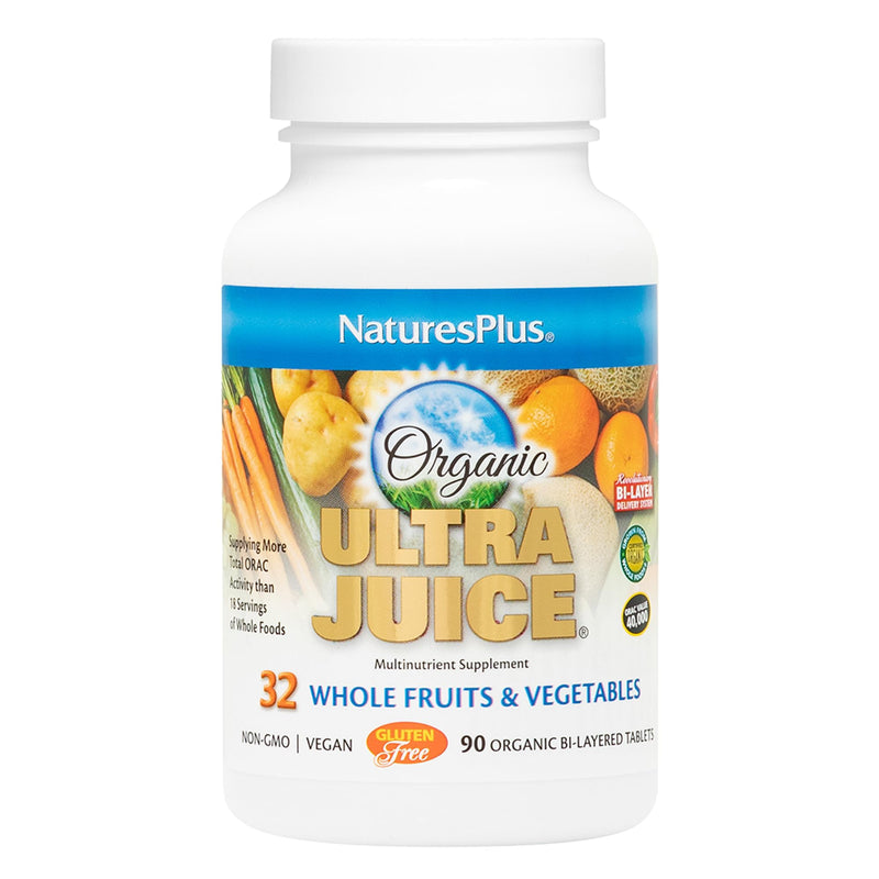 NaturesPlus Ultra Juice Multivitamin - 90 Bi-Layered Tablets - Whole Food Supplement with Fruits, Vegetables & Probiotics - Energy, Digestion & Immune Health Support - USDA Organic - 45 Servings