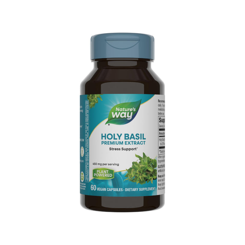 [Australia] - Nature's Way Holy Basil Premium Extract, Stress Support*, Adaptogenic Herb*, 450 mg per Serving, 60 Vegan Capsules (Packaging May Vary) 