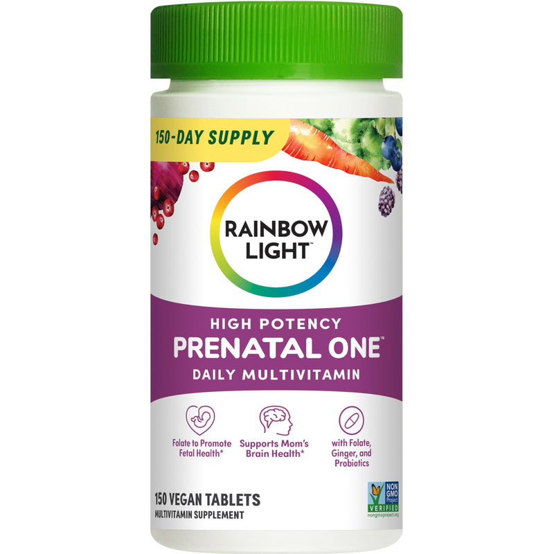 [Australia] - Rainbow Light Prenatal One High Potency Daily Multivitamin with Folate, Ginger and Probiotics; Supports Mom and Baby from Conception to Nursing; Vegan, 150 Tablets,* Pack May Vary 150 Count (Pack of 1) 