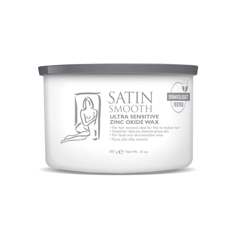 [Australia] - Satin Smooth Ultra Sensitive Zinc Oxide Wax, Hair Removal for Fine to Medium Hair, Safe for Delicate & Sensitive Skin, Waxing Kit, 14 oz, 1-Pack 14 Ounce (Pack of 1) 