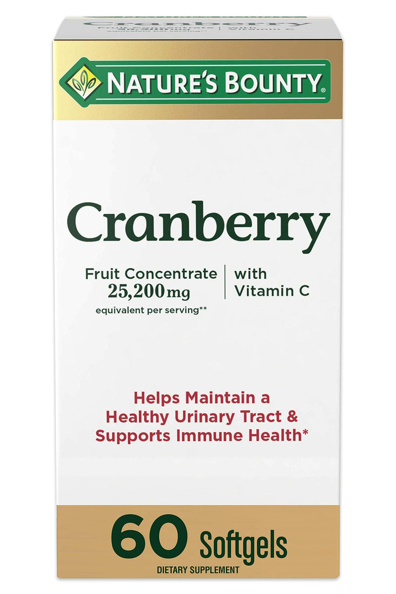 [Australia] - Nature's Bounty Cranberry Dietary Supplement, Supports Urinary Tract and Immune Health, Softgels, 25,200 Mg, 60 Ct Unflavoured 60 Count (Pack of 1) 