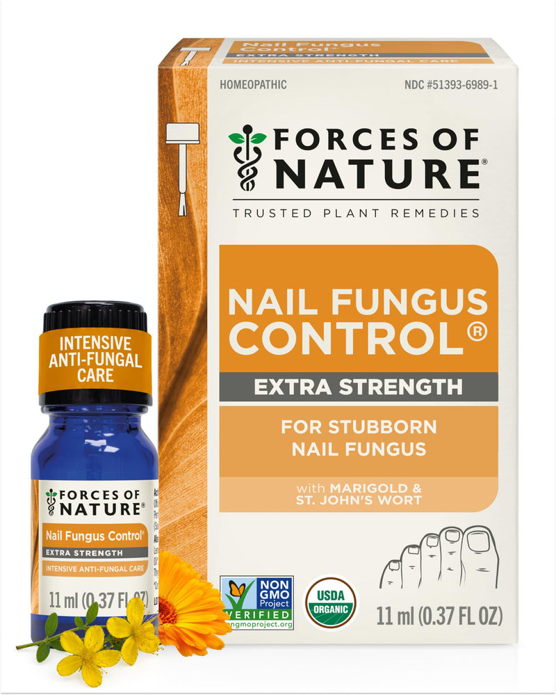 Forces of Nature Toenail Nail Fungus Treatment Extra Strength, Organic Antifungal Restores Appearance of Toenails and Fingernails, Homeopathic Medicine for Cracked, Dry and Damaged Nails, 11ml (0.37 fl oz) 0.37 Fl Oz (Pack of 1)