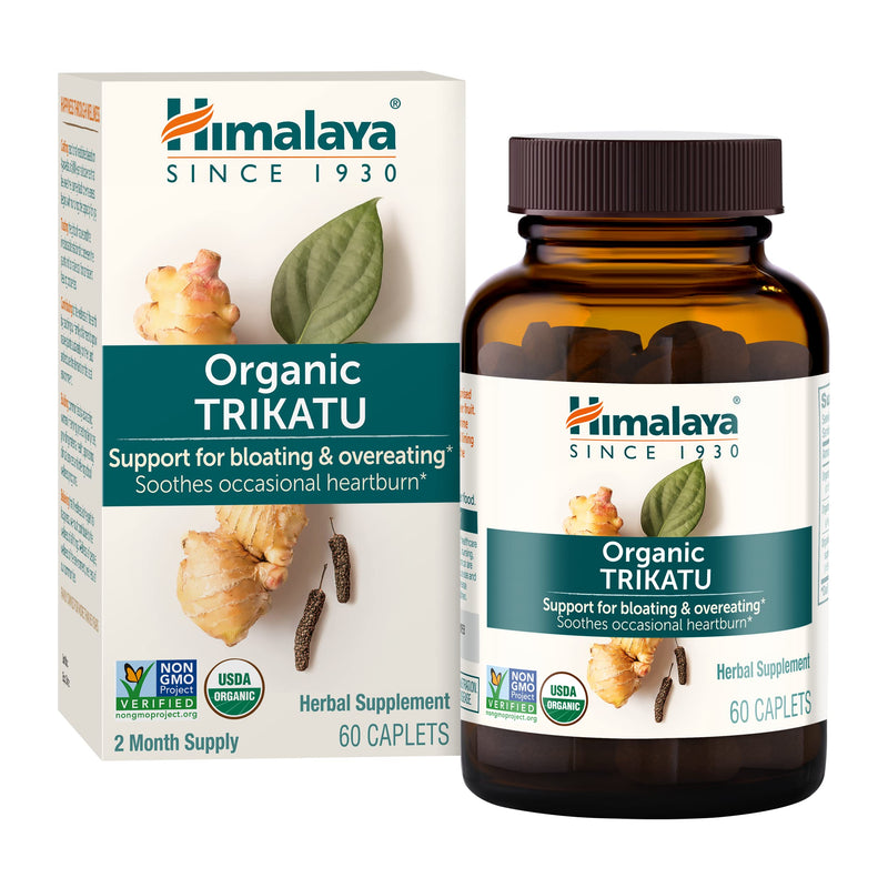 [Australia] - Himalaya Organic Trikatu, 60 Day Supply - Digestive Health Supplement for Occasional Bloating, Heartburn, and Indigestion Relief - USDA Organic, Vegan, Non-GMO, Gluten Free, 60 Caplets 