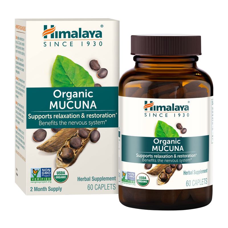 [Australia] - Himalaya Organic Mucuna Pruriens, 60 Day Supply - Herbal Supplement for Calming Relaxation from Tension and Promoting Brain Function - Vegan, Non-GMO, Gluten Free, 600 mg, 60 Caplets 60 Count (Pack of 1) 