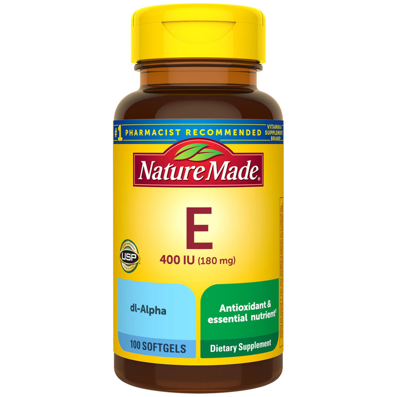 Nature Made Vitamin E 180 mg (400 IU) dl-Alpha, 100 Softgels | Dietary Supplement for Antioxidant and Skin Support, Vitamin E Supports a Healthy Immune System, 100 Day Supply