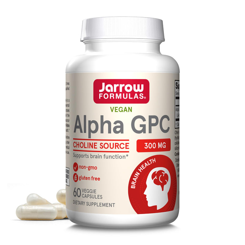 [Australia] - Jarrow Formulas Alpha GPC, 300mg, Dietary Supplement, Brain Health Supplements for Adults, 60 Veggie Capsules, 30 Day Supply 60 Count (Pack of 1) 
