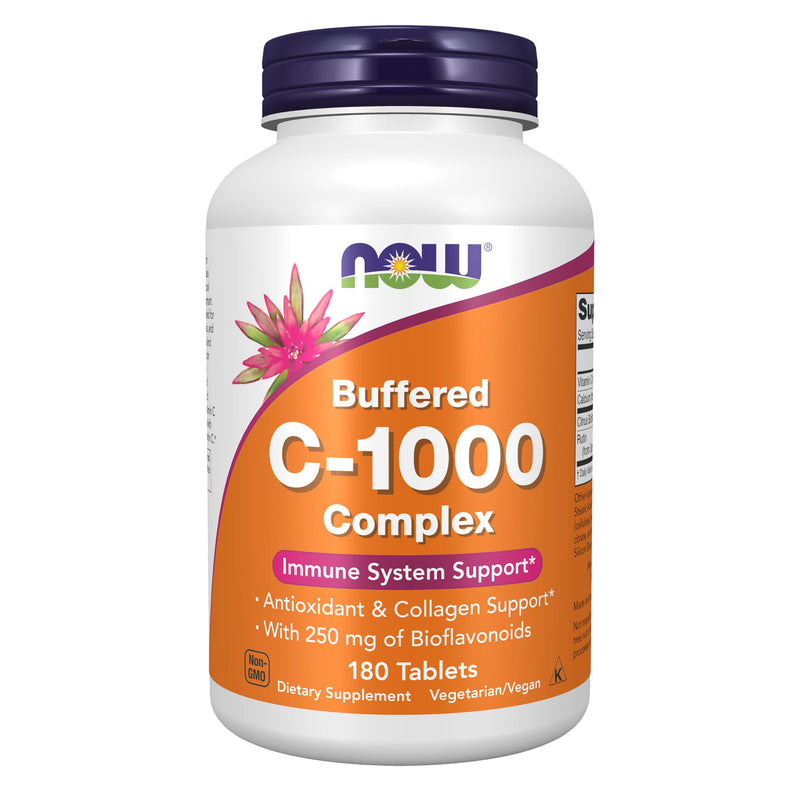 NOW Foods Supplements, Vitamin C-1000 Complex with 250 mg of Bioflavonoids, Buffered, Antioxidant Protection*, 180 Tablets 180 Count (Pack of 1)