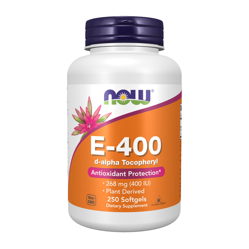 NOW Foods Supplements, Vitamin E-400 IU, D-Alpha Tocopheryl, Antioxidant Protection*, 250 Softgels 250 Count (Pack of 1)