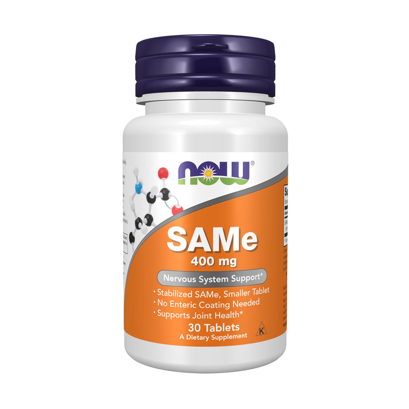 NOW Foods Supplements, SAMe (S-Adenosyl-L-Methionine) 400 mg, Nervous System Support*, 30 Tablets 30 Count (Pack of 1)
