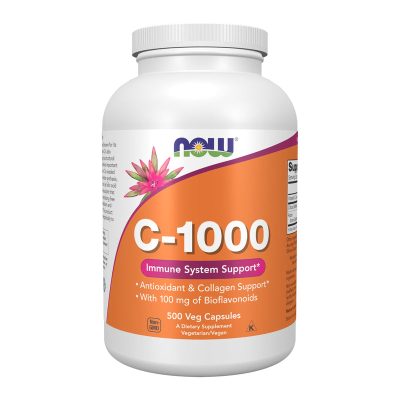 NOW Foods Supplements, Vitamin C-1,000 with 100 mg of Bioflavonoids, Antioxidant Protection*, 500 Veg Capsules 500 Count (Pack of 1)