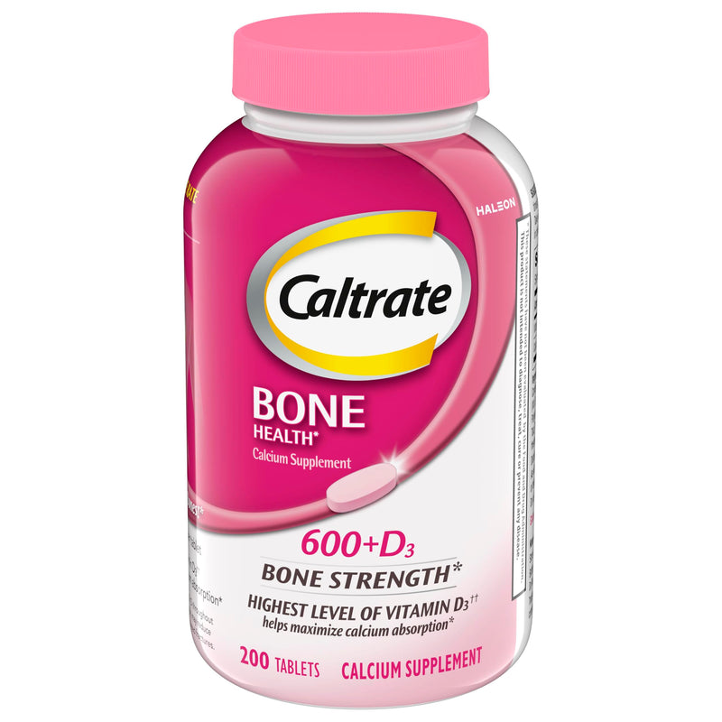 Caltrate 600 Plus D3 Vitamin D and Calcium Supplement Tablets, 200 Count | Highest Level of Vitamin D3, Maximizes Calcium Absorption to Support Strong Bones and Daily Function 200 Count (Pack of 1)