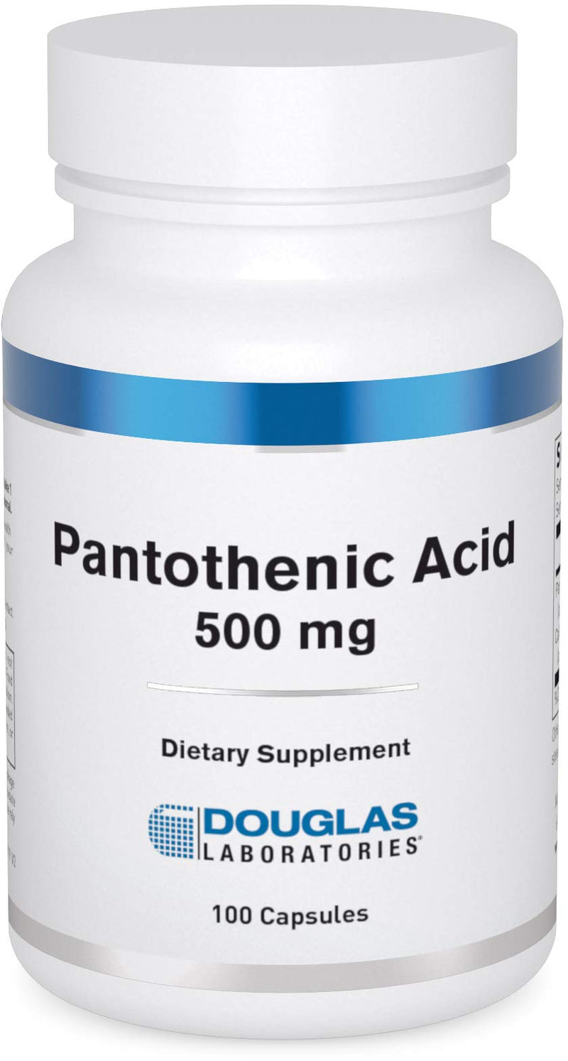 Douglas Laboratories Pantothenic Acid 500 mg, 100 Capsules | Vitamin B5 to Support Cellular Energy Production and Metabolism*, Vitamins/Minerals/Amino Acids Standard Packaging