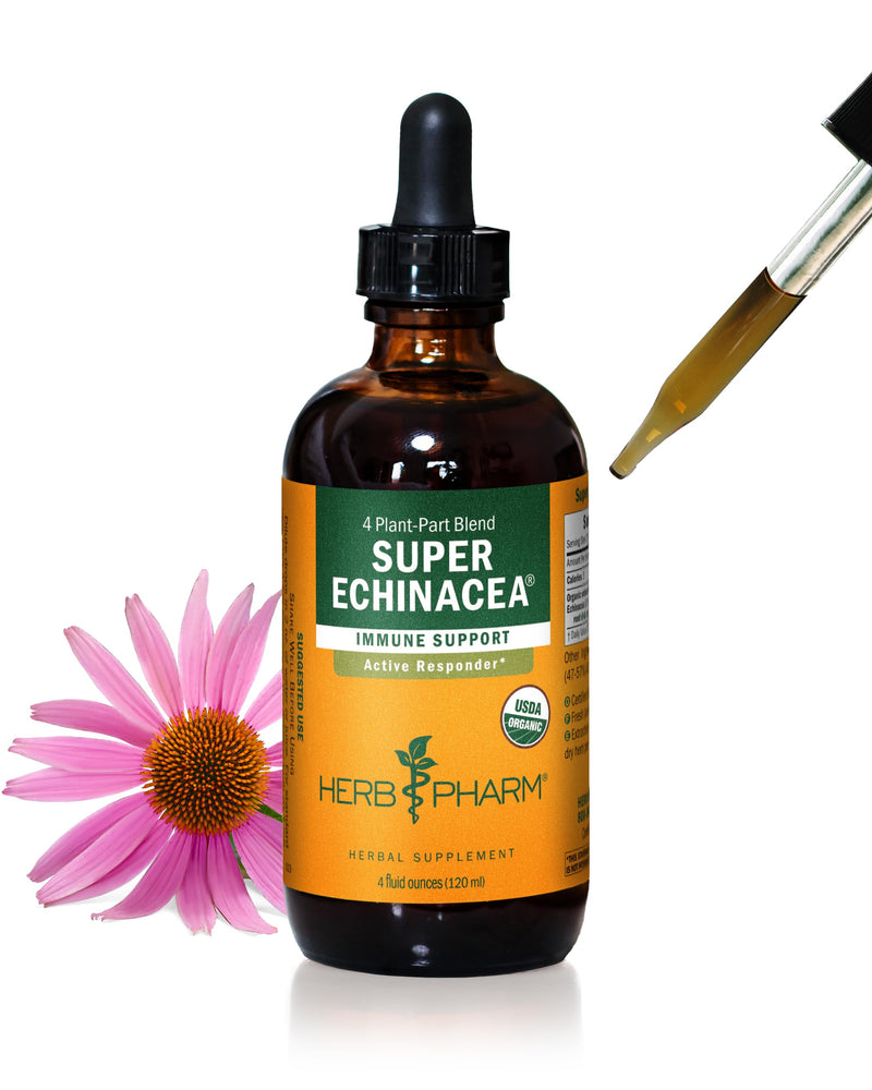 [Australia] - Herb Pharm Certified Organic Super Echinacea Liquid Extract for Active Immune System Support - 4 Oz 4 Fl Oz (Pack of 1) 