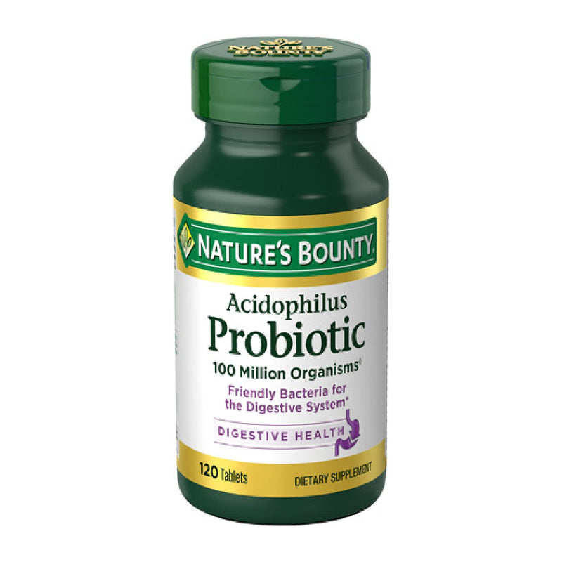 Nature's Bounty Lactobacillus Acidophilus Probiotic Supplement, 120 Tablets | Daily Probiotic for Women/Men Digestive Health, 100 Million Organisms, Vegetarian, 1 Serving per Day Unflavored 120 Count (Pack of 1)