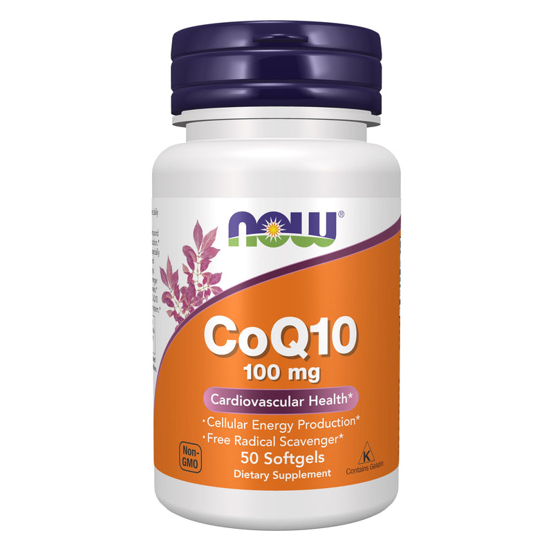 NOW Supplements, CoQ10 (Coenzyme Q10) 100 mg, Pharmaceutical Grade, Cardiovascular Health*, 50 Softgels 50 Count (Pack of 1)
