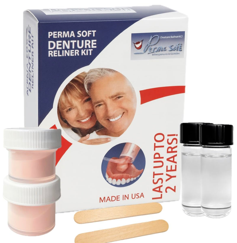 [Australia] - Perma Soft Denture Reliner Kit - Relines 2 Denture Plates - Semi Soft DIY Denture Liner for Upper and Lower 