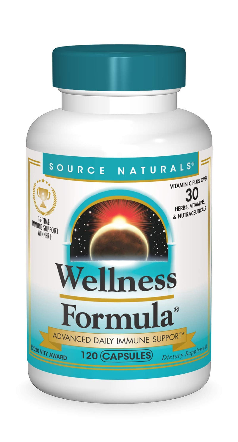 [Australia] - Source Naturals Wellness Formula, Advanced Immune Support*, Bio-Aligned Vitamins & Herbal Defense - Immune System Support Supplement & Immunity Booster - 120 Capsules 