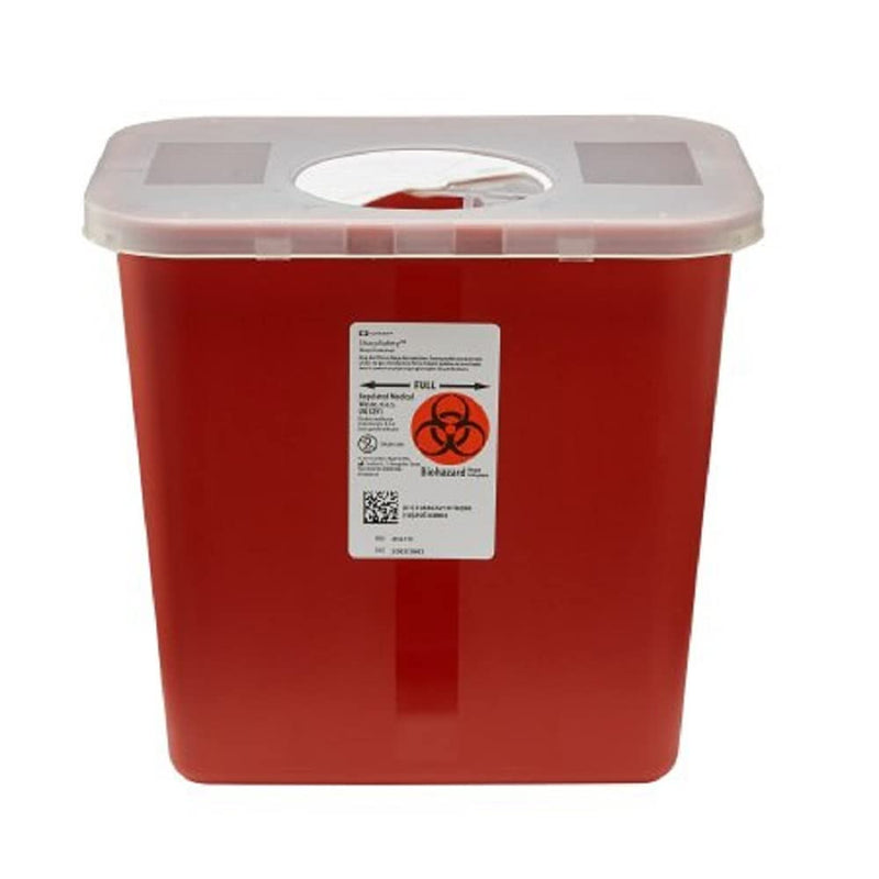 [Australia] - Kendall Multi-Purpose Sharps Containers 2 Gallon 10" h X 7.25" d X 10.5" w Red Container W/Rotor Lid - Model 8970 - Each Pack of 1 