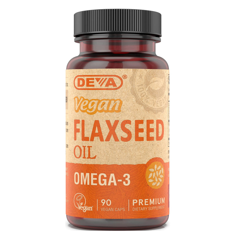 [Australia] - Deva Vegan Omega-3 Flaxseed Oil Supplement - 1000 MG Per Serving - Cold-Pressed & Unrefined - Fish Oil Alternative - with Omega-3 ALA - 90 Capsules, 1-Pack 