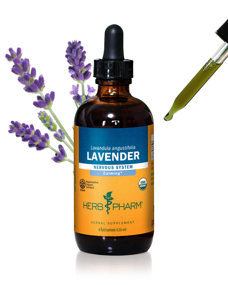 Herb Pharm Certified Organic Lavender Flower Liquid Extract for Calming Nervous System Support, 4 Fl Oz - Packaging May Vary 4 Fl Oz (Pack of 1)