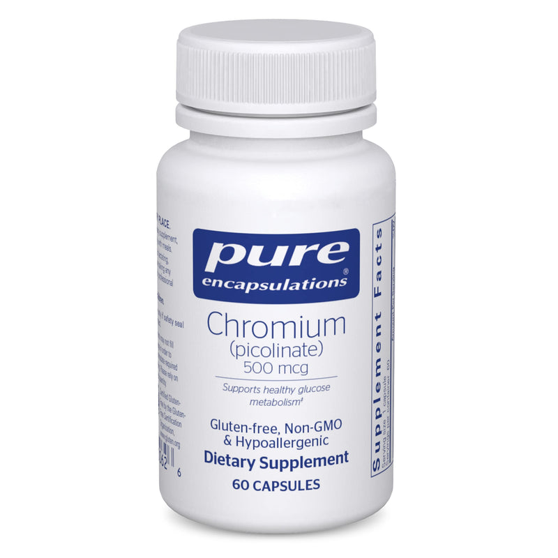 [Australia] - Pure Encapsulations Chromium (Picolinate) 500 mcg - for Lipid & Carbohydrate Metabolism* - Mineral Supplement - Superior Absorption Chromium Supplement - Vegan & Gluten Free - 60 Capsules 60 Count (Pack of 1) 