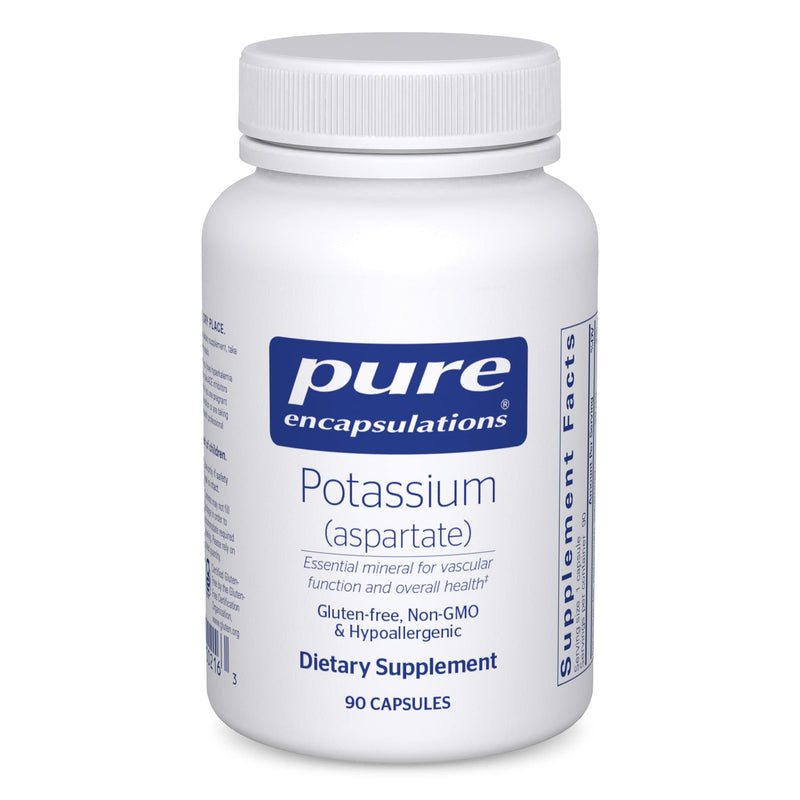 [Australia] - Pure Encapsulations Potassium (Aspartate) | Hypoallergenic Supplement to Support Nerves, Muscles, Blood Flow, and Cardiovascular Health | 90 Capsules 90 Count (Pack of 1) 