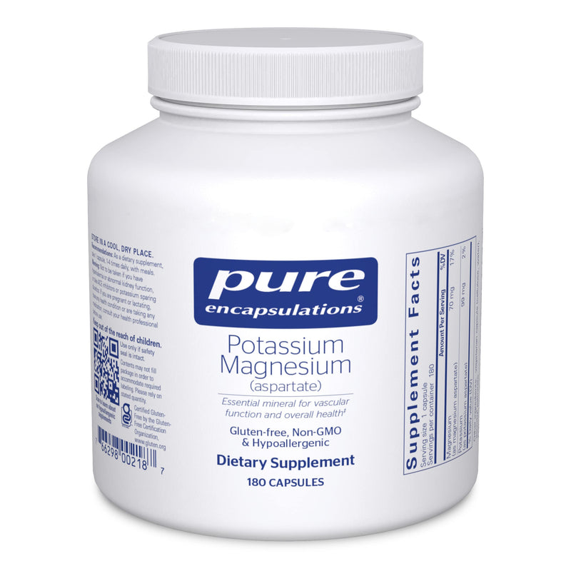 [Australia] - Pure Encapsulations Potassium Magnesium (Aspartate) | Supplement to Support Heart, Muscular, Bone, and Nerve Health* | 180 Capsules 180 Count (Pack of 1) 