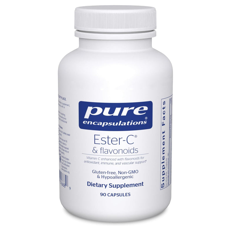 Pure Encapsulations Ester-C & Flavonoids, 90 Capsules | Vitamin C Supplement for Antioxidants - Immune and Vascular Support* with Calcium and Rutin, Easy-to-Absorb Form of Vitamin C 90 Count (Pack of 1)