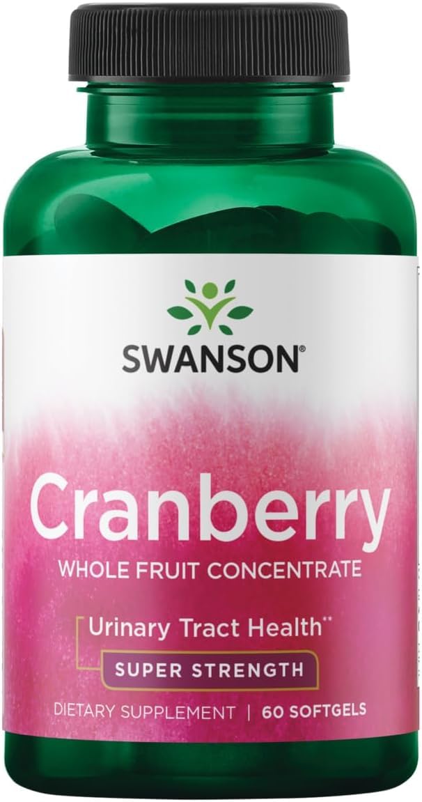 Swanson Super Strength Cranberry Concentrate, 420 mg, 60 Softgels | Whole Fruit Cranberry Concentrate Supporting Healthy Urinary Tract Function, Fortified with Vitamin C for Antioxidant Support 60 Count (Pack of 1)
