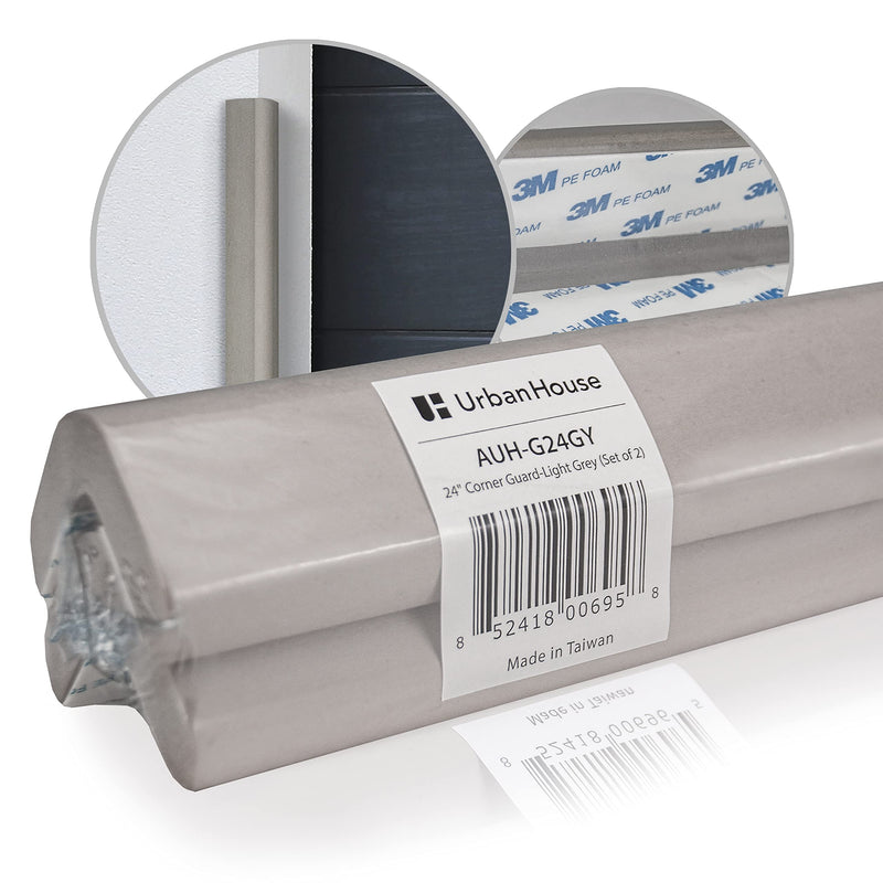 [Australia] - urbanhouse (2-Pack High-Density Corner Guard Edge Protector & Bumper for Parking Garages, Workshops, Baby Proofing Walls and Furniture - Neutral Grey, 24 Inches. 24" - Gray 