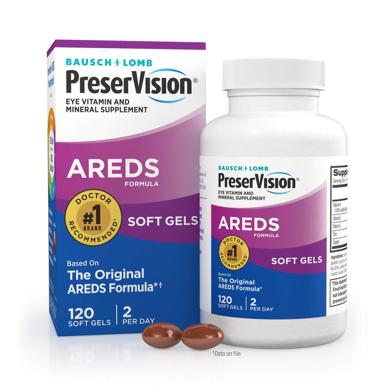 PreserVision AREDS Eye Vitamins, #1 Eye Doctor Recommended Brand, Multivitamin with Copper, Vitamin A, C & E, Zinc Supplements, 120 Softgels 120 Count (Pack of 1)