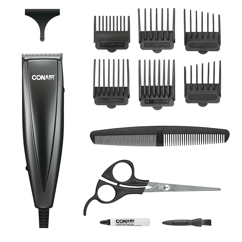 [Australia] - ConairMAN Simple Cut, Hair Clippers for Men, 12-piece Home Hair Cutting Kit Black 
