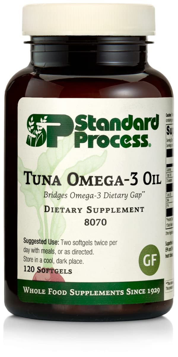 [Australia] - Standard Process Tuna Omega-3 Oil EPA and DHA - Whole Food Support, Brain Health and Brain Support, Eye Health, Skin Health and Hair Health with Tuna Oil - Gluten Free - 120 Softgels Unflavored 120 Count (Pack of 1) 