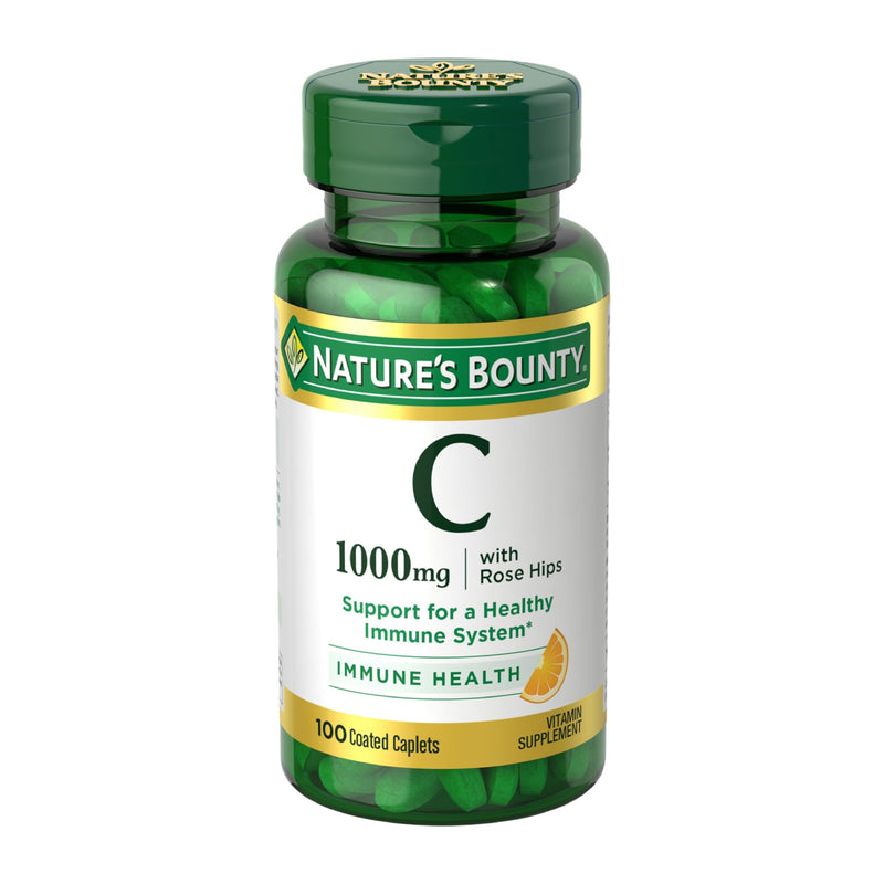 Nature's Bounty Vitamin C + Rose Hips, Vegetarian Caplets, 100 Count 100 Count (Pack of 1)