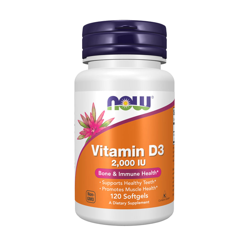 NOW Foods Supplements, Vitamin D-3 2,000 IU, High Potency, Structural Support*, 120 Softgels 120 Count (Pack of 1)
