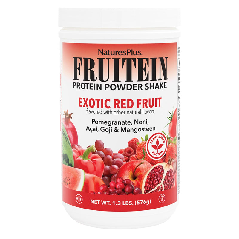 NaturesPlus FRUITEIN Exotic Red Fruit Shake - 1.3 lbs - 13 Grams of Plant-Based Protein Per Serving - Supports Energy & Immune System - Vegetarian, Gluten Free & Non-GMO - 16 Servings