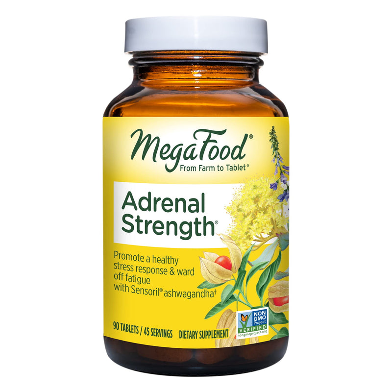 [Australia] - MegaFood Adrenal Strength - Sensoril Ashwagandha, Vitamin C, fermented Magnesium Glycinate, Rhodiola Rosea, Reishi Mushroom & Food Blend - Supports a Normal Stress Response - 90 Tabs (45 Servings) 90 Count (Pack of 1) 