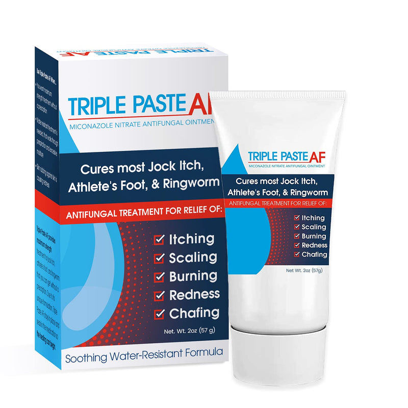 Triple Paste AF Antifungal Ointment, 2% Miconazole Cream, 2 oz | 2% miconazole antifungal ointment helps treat athlete's foot and ringworm; skin antifungal cream in 2 oz tube. 2 Ounce (Pack of 1)