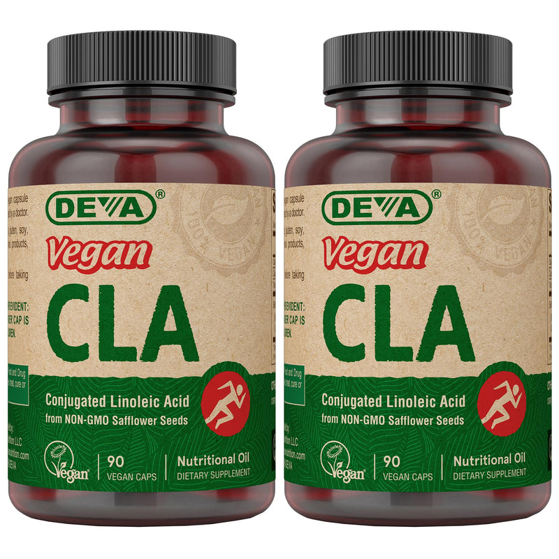 DEVA Vegan CLA 2-Pack – Conjugated Linoleic Acid from Non-GMO Safflower Oil, 90 Vegan Caps Ea 90 Count (Pack of 2)