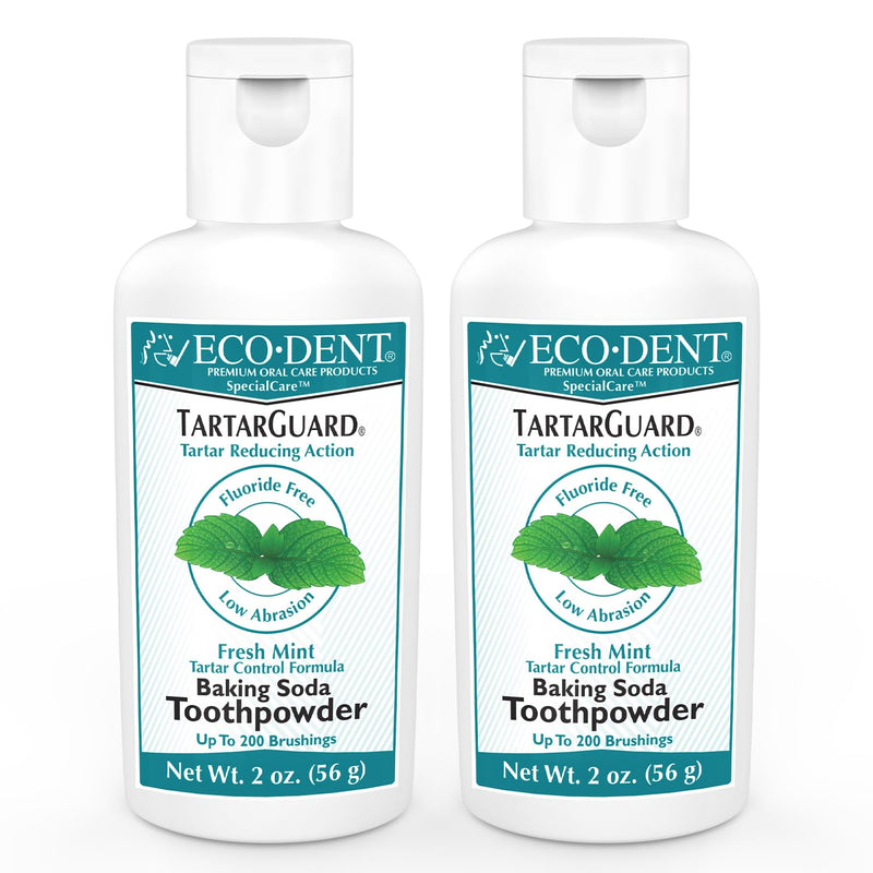 [Australia] - Eco-Dent TartarGuard Baking Soda Toothpowder - Enzyme Cleaning Action for Tartar Control, SLS-Free, Fluoride-Free Toothpaste Alternative, Fresh Mint Tooth Powder, 2 Oz (Pack of 2) 