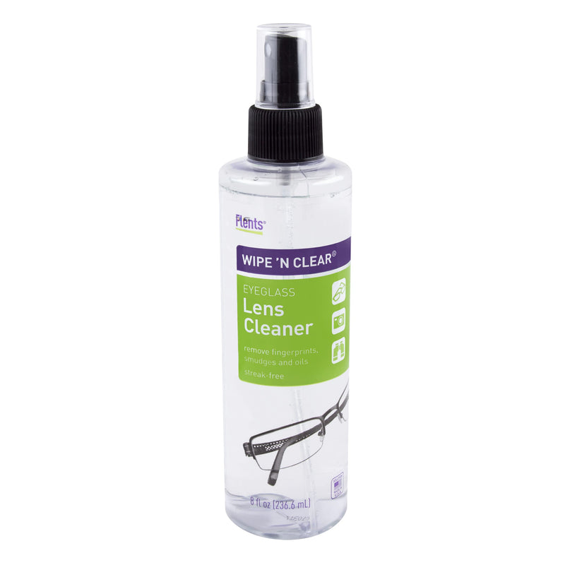 [Australia] - Flents Wipe 'N Clear Eyeglass Optics Lens, Screen and Camera Cleaner Spray Bottle, Streak-Free, Clear, 8 fl oz (236 ml) 8 Ounce (Pack of 1) 8 oz Spray 