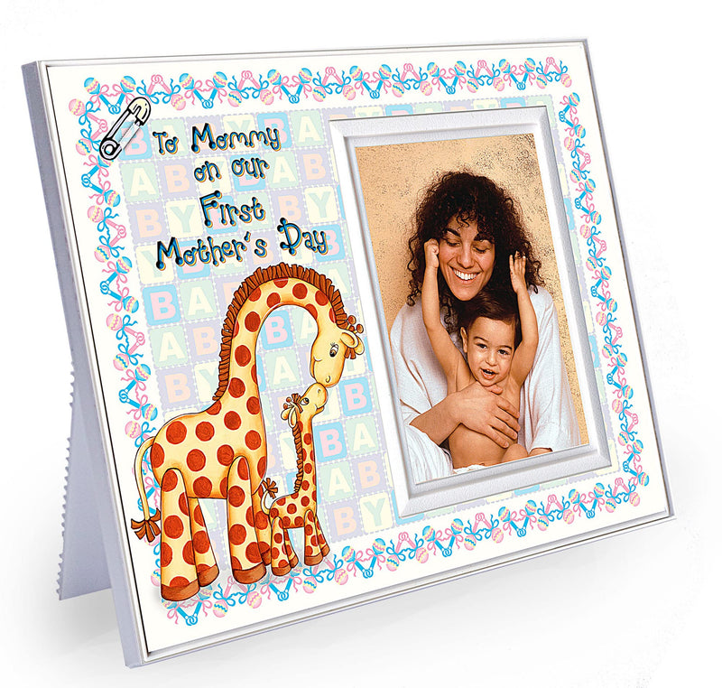 [Australia] - to Mommy on Our First Mothers Day, First from Baby - First Mothers Day Picture Frame Holds 3.5” x 5” Photo - Boy or Girl Nursery Decor | Baby Giraffe Theme 