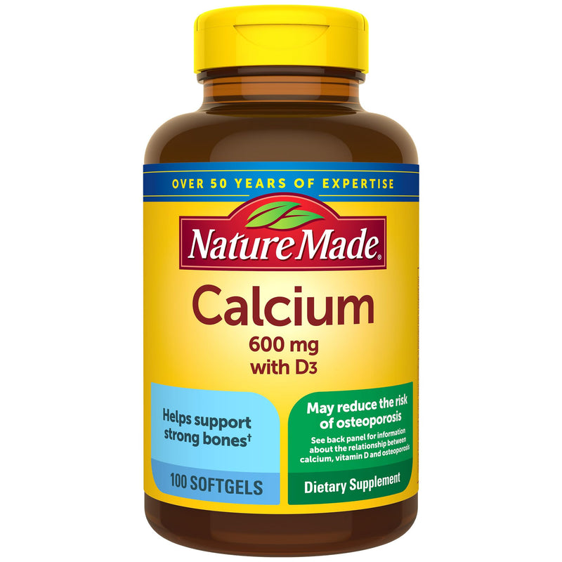 [Australia] - Nature Made Calcium 600 mg with Vitamin D3, Dietary Supplement for Bone Support, 100 Softgels 