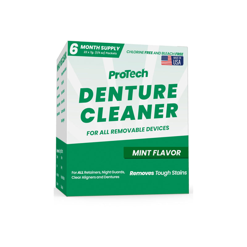[Australia] - Pro Tech Retainer Cleaner - 180-220 Cleanings (0.17 Per Cleaning) 22 Pack/6 Month Supply - For Clear Aligners, Dentures, Retainers, Mouth Guards & Night Guards - Cleaning Crystals, Mint 22 Count (Pack of 1) 